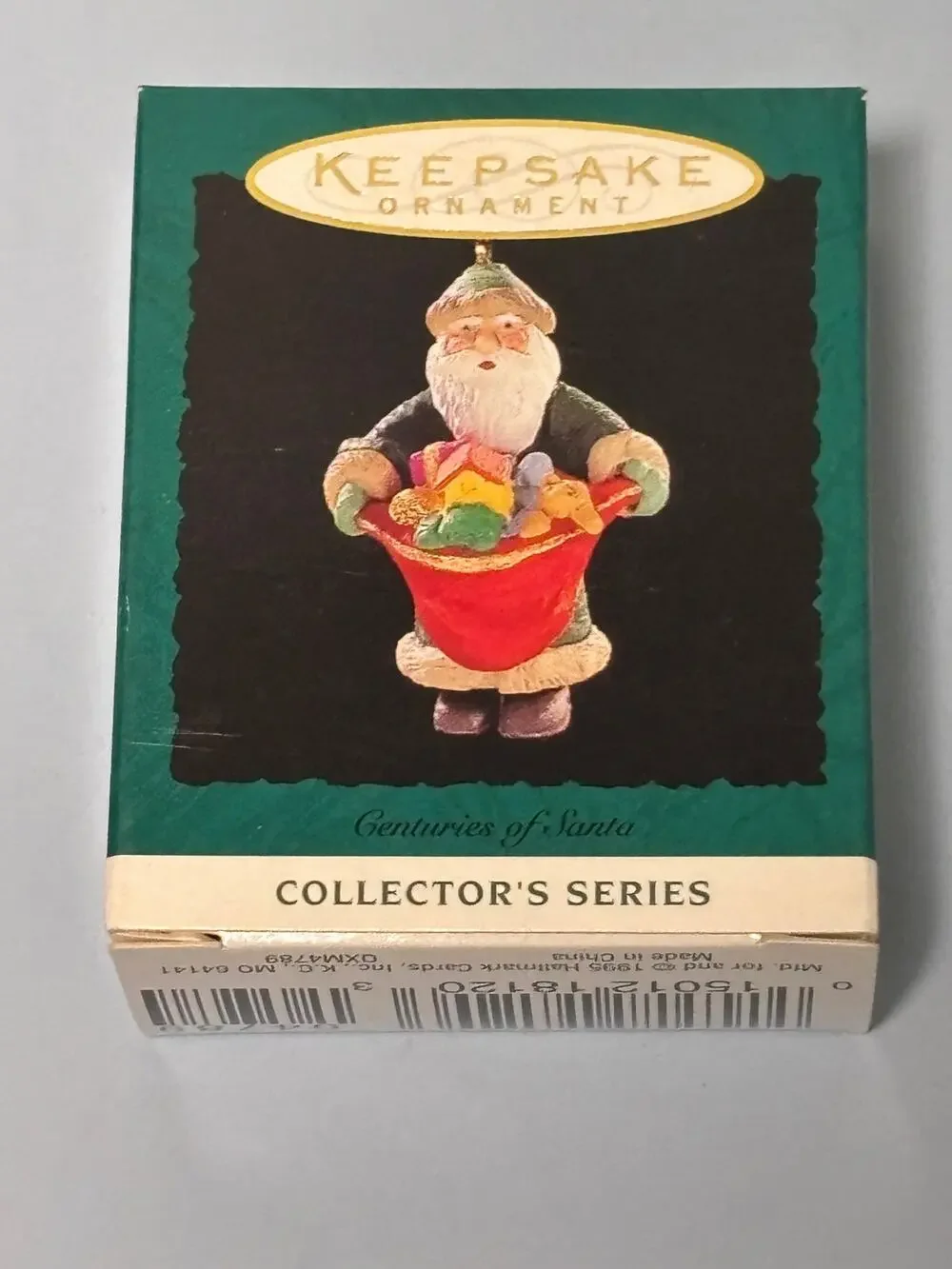 1995 Hallmark Centuries Of Santa w/Gift Basket Of Toys #2 Miniature Ornament New
